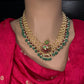 Jadau Kundan Pearl Short Necklace with Emerald Beads - JA000339