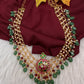 Jadau Kundan Pearl Short Necklace with Emerald Beads - JA000339