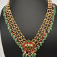 Jadau Kundan Pearl Short Necklace with Emerald Beads - JA000340