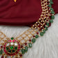 Jadau Kundan Pearl Short Necklace with Emerald Beads - JA000340