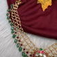 Jadau Kundan Pearl Short Necklace with Emerald Beads - JA000340