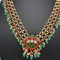 Jadau Kundan Pearl Short Necklace with Emerald Beads - JA000340