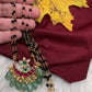 Jadau Kundan Black Beads Long Necklace - JA000341