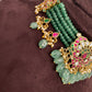 Jadau Kundan Emerald Beads Sleek Choker Necklace | JA000342