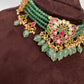 Jadau Kundan Emerald Beads Sleek Choker Necklace | JA000342