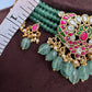 Jadau Kundan Emerald Beads Sleek Choker Necklace | JA000342