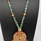 Jadau Kundan Detachable Pendant Emerald Beads Long Mala Necklace - JA000344