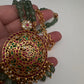 Jadau Kundan Detachable Pendant Emerald Beads Long Mala Necklace - JA000344