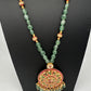 Jadau Kundan Detachable Pendant Emerald Beads Long Mala Necklace - JA000344