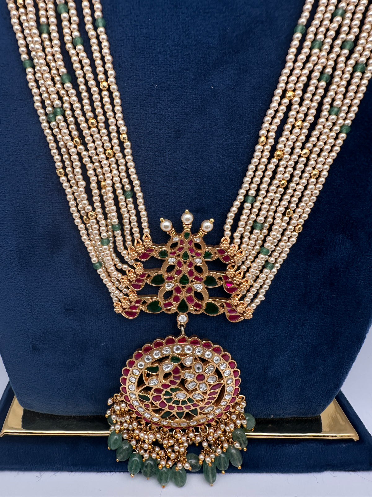 Jadau Kundan Pearls Long Mala Haar Necklace - JA000345