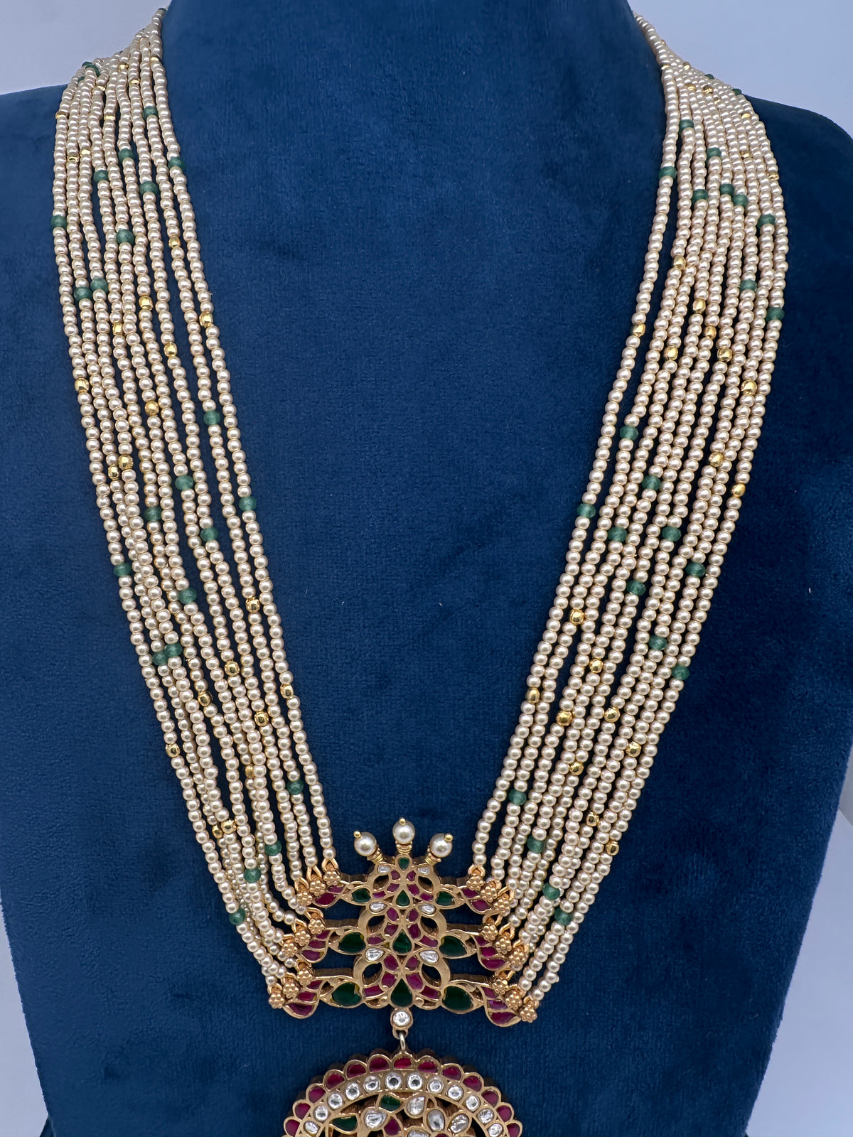 Jadau Kundan Pearls Long Mala Haar Necklace - JA000345