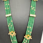 Jadau Kundan Pendent with Emerald Beads Necklace - 