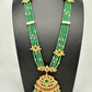 Jadau Kundan Pendent with Emerald Beads Necklace - 