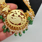 Jadau Kundan Pendent with Sawaroski Pearls Emerald Beads Necklace - 