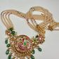 Jadau Kundan Pendent with Sawaroski Pearls Emerald Beads Necklace - 