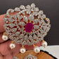 Diamond Finish CZ Red Stone Jada Billa Hair Pin Set