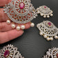 Diamond Finish CZ Ruby Red Stone Jada Billa Hair Pin Set