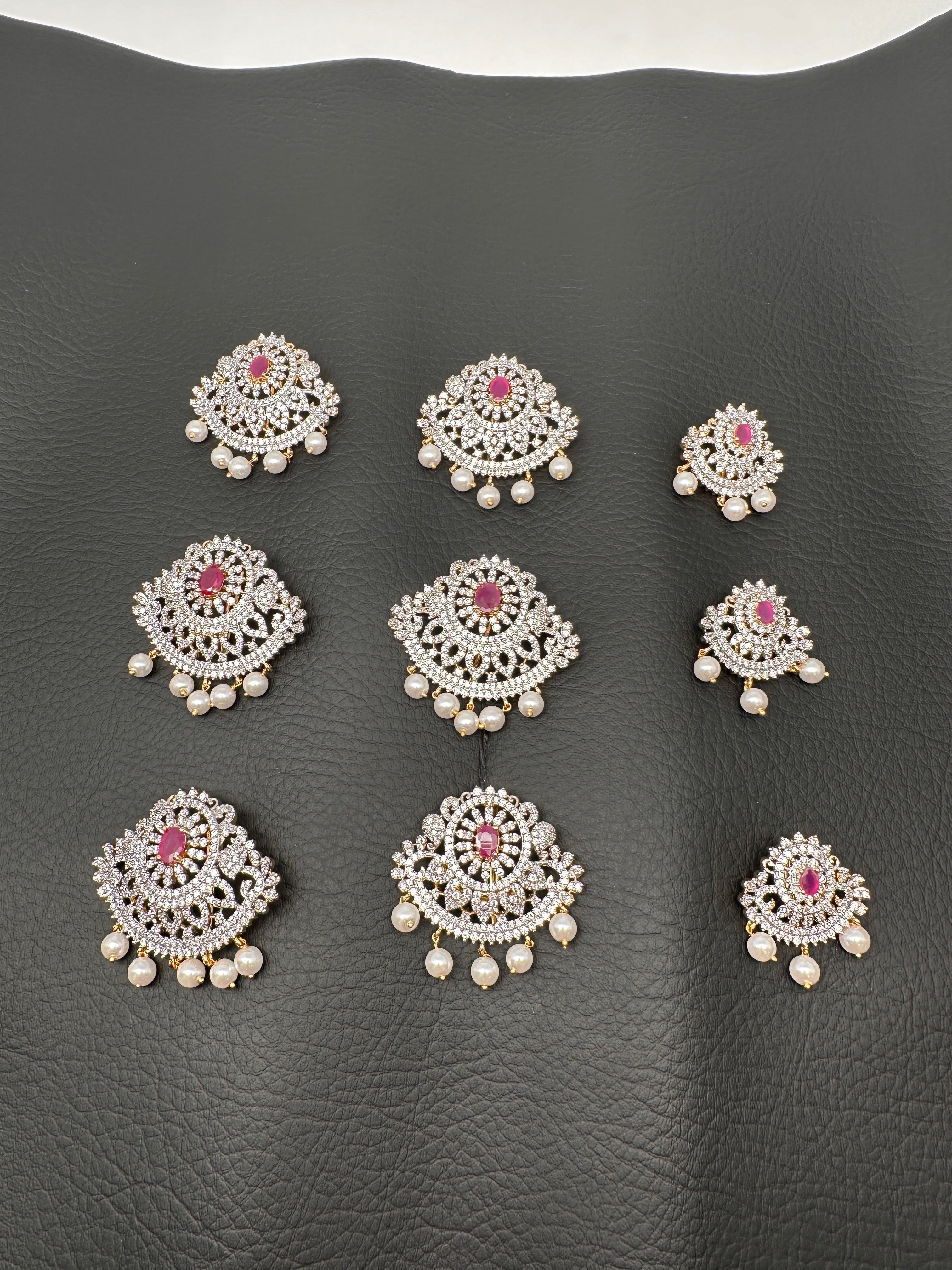 Service Pin Ruby Diamond Finish CZ Ruby Red Stone Jada Billa Hair Pin Set – Sheetal's ...