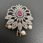 Diamond Finish CZ Ruby Red Stone Jada Billa Hair Pin Set