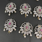 Diamond Finish CZ Ruby Red Stone Jada Billa Hair Pin Set