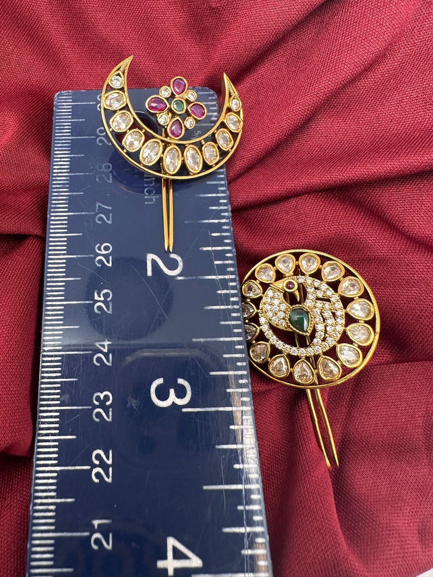 Matte Finish CZ Sun Moon Jada Billa Hair Pin.