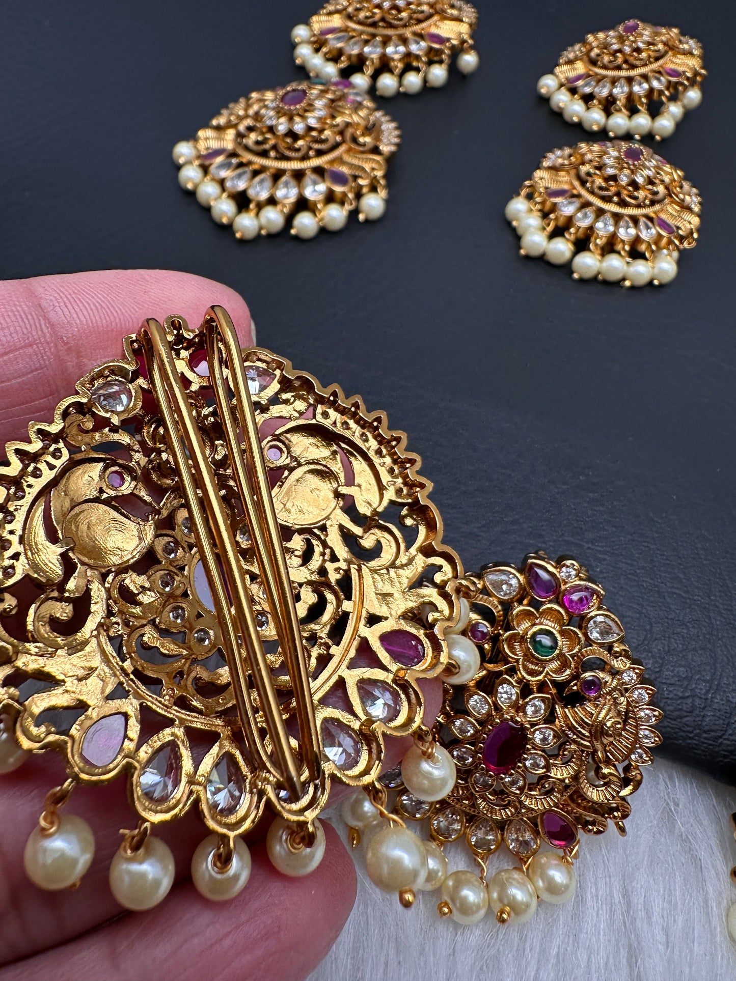 Matte Finish CZ Jada Billa Hair Pin Set