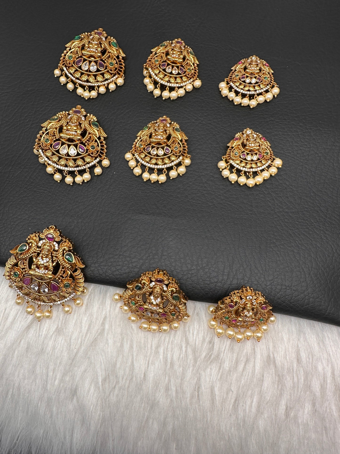 Goddess Lakshmi Matte Finish CZ Jada Billa Hair Pin Set