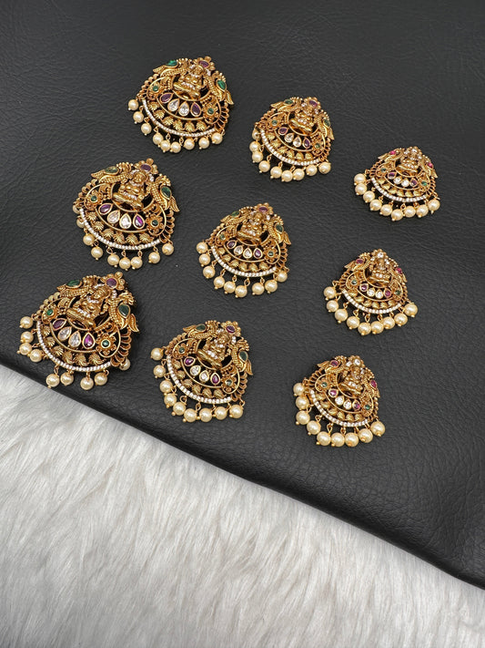 Goddess Lakshmi Matte Finish CZ Jada Billa Hair Pin Set