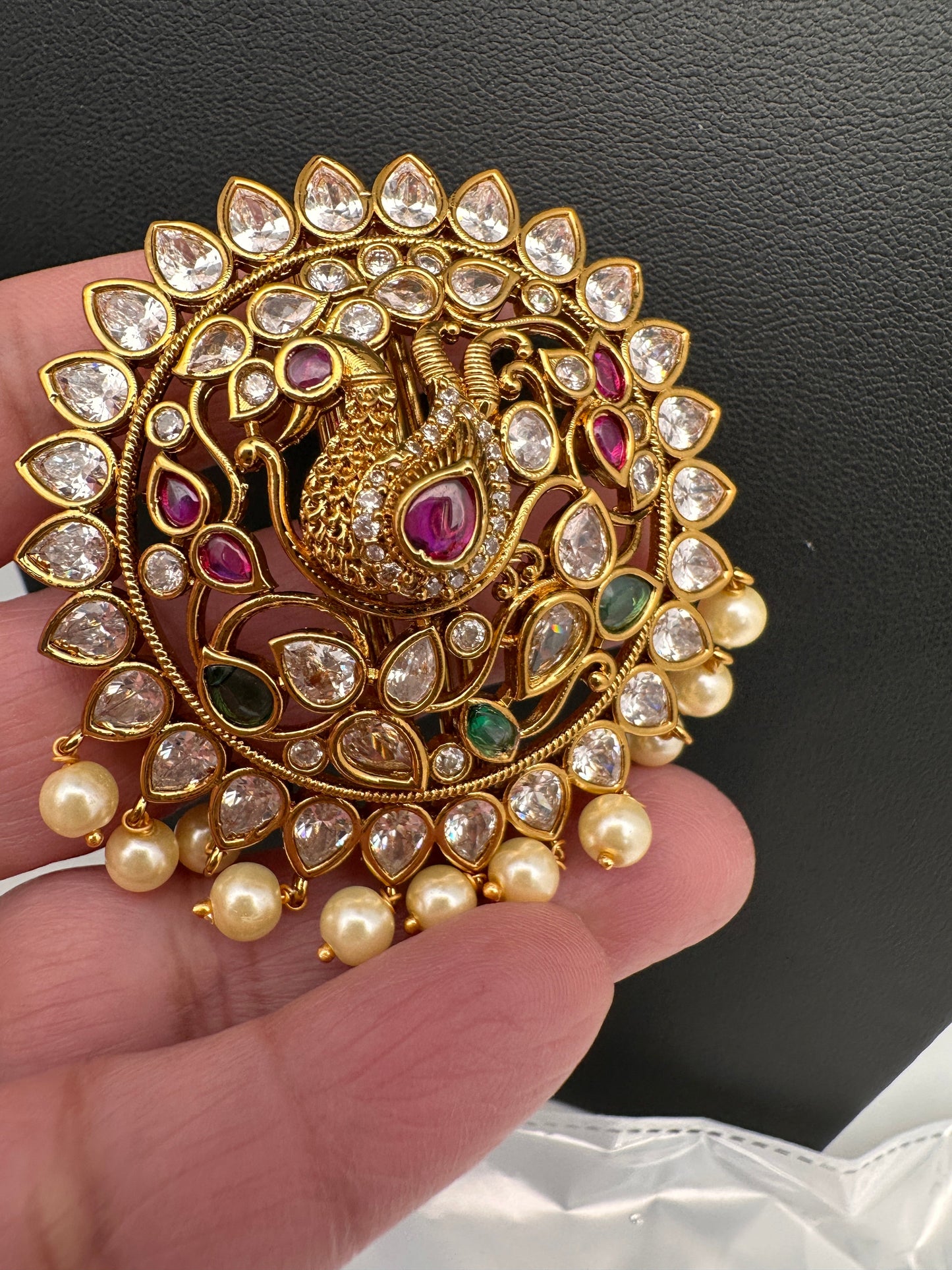 Matte Peacock Finish CZ Jada Billa Hair Pin Set