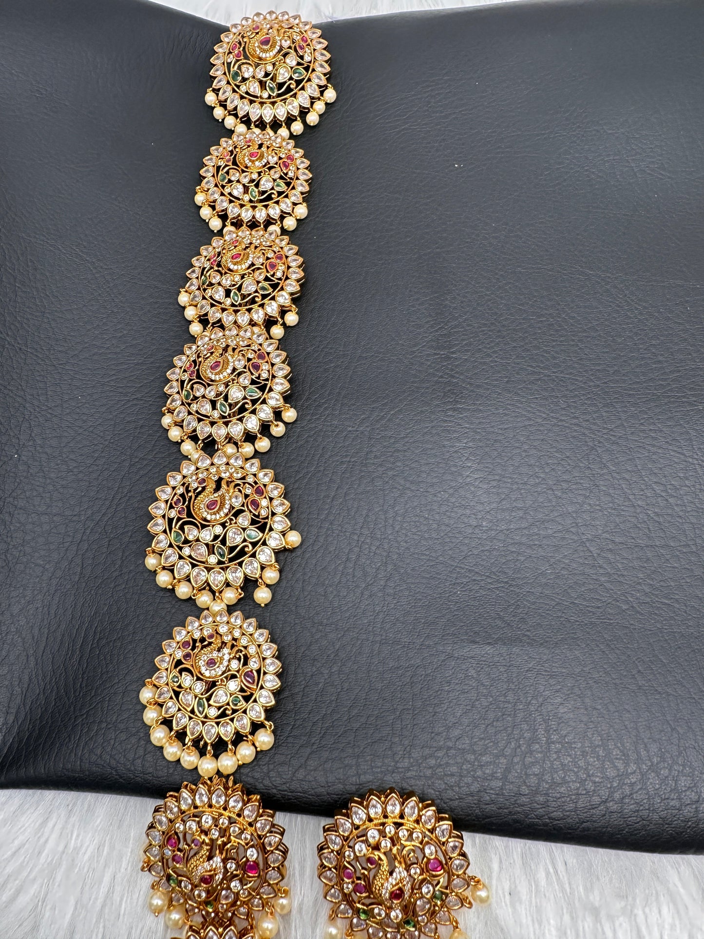 Matte Peacock Finish CZ Jada Billa Hair Pin Set