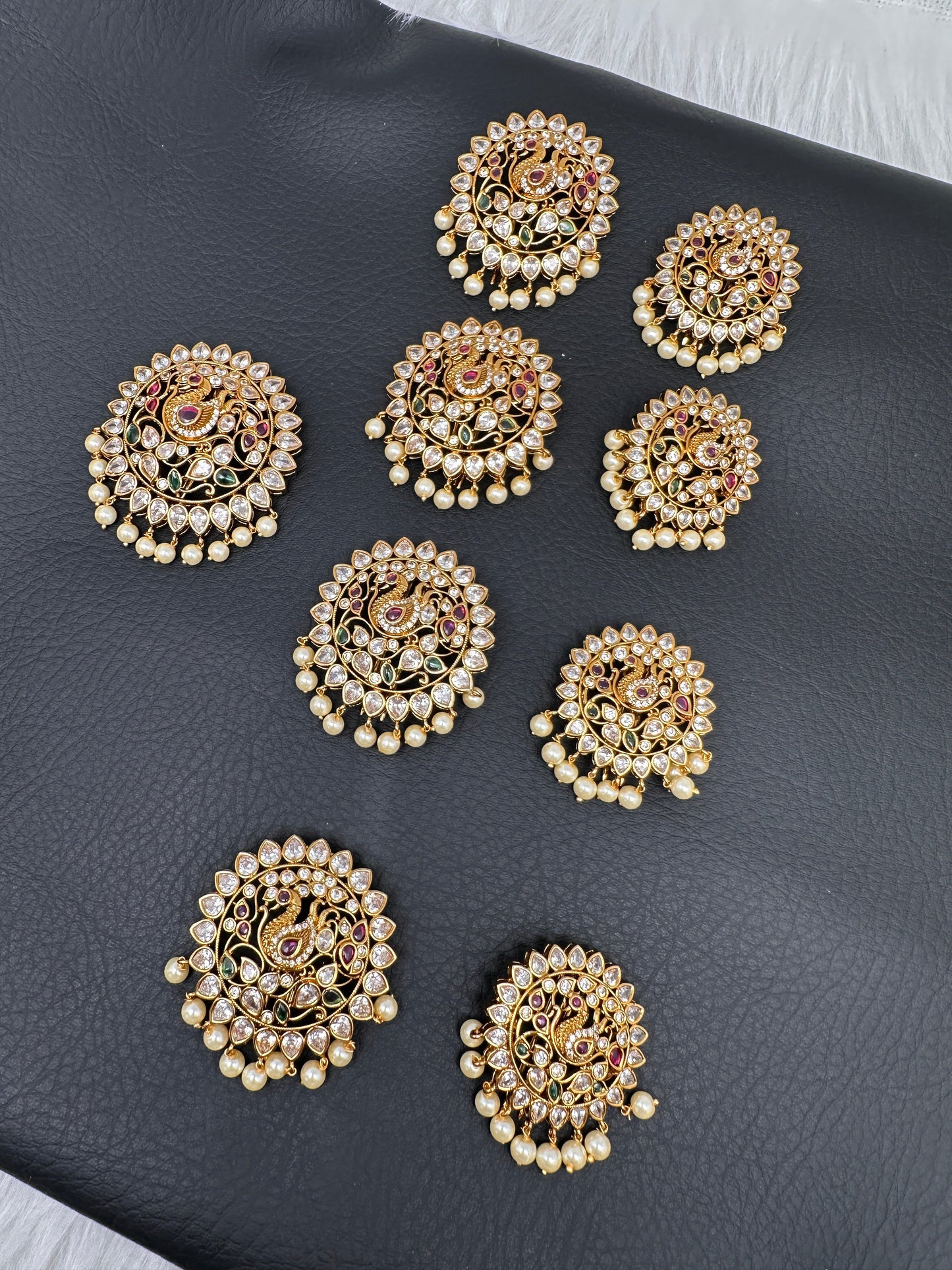 Matte Peacock Finish CZ Jada Billa Hair Pin Set