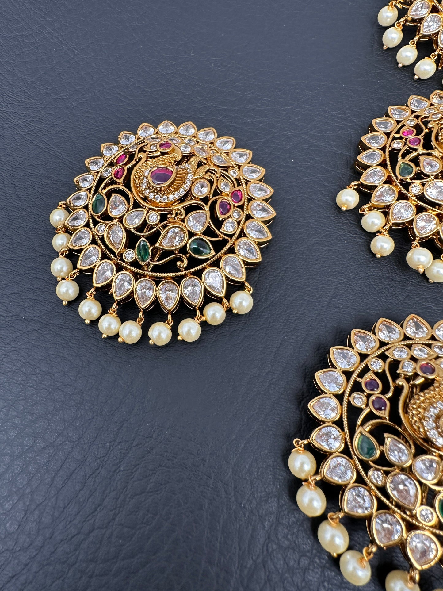 Matte Peacock Finish CZ Jada Billa Hair Pin Set