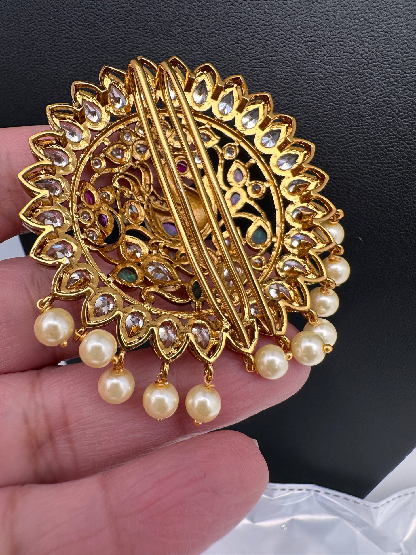Matte Peacock Finish CZ Jada Billa Hair Pin Set