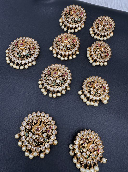 Matte Peacock Finish CZ Jada Billa Hair Pin Set
