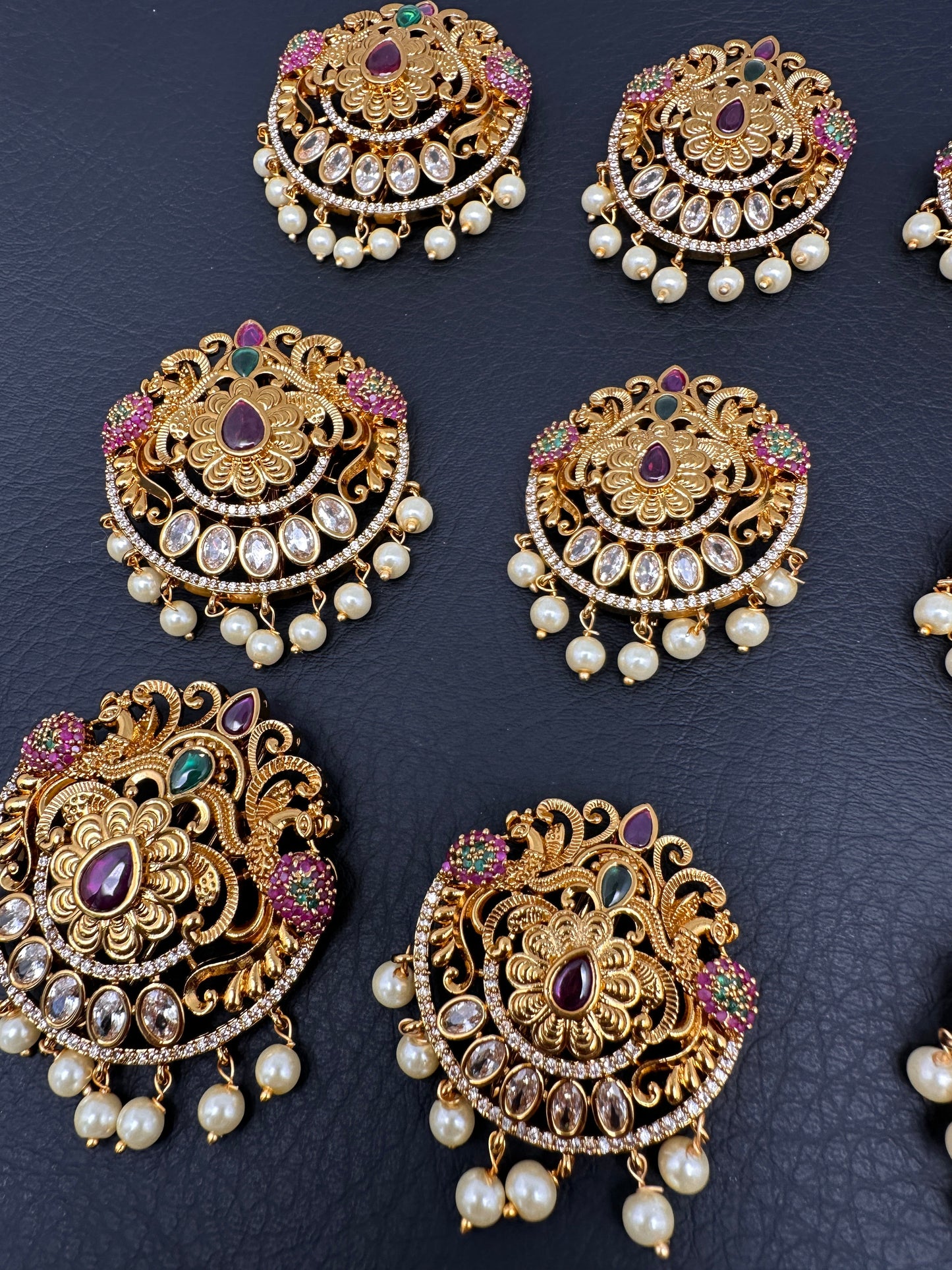Matte Finish Peacock CZ Jada Billa Hair Pin Set