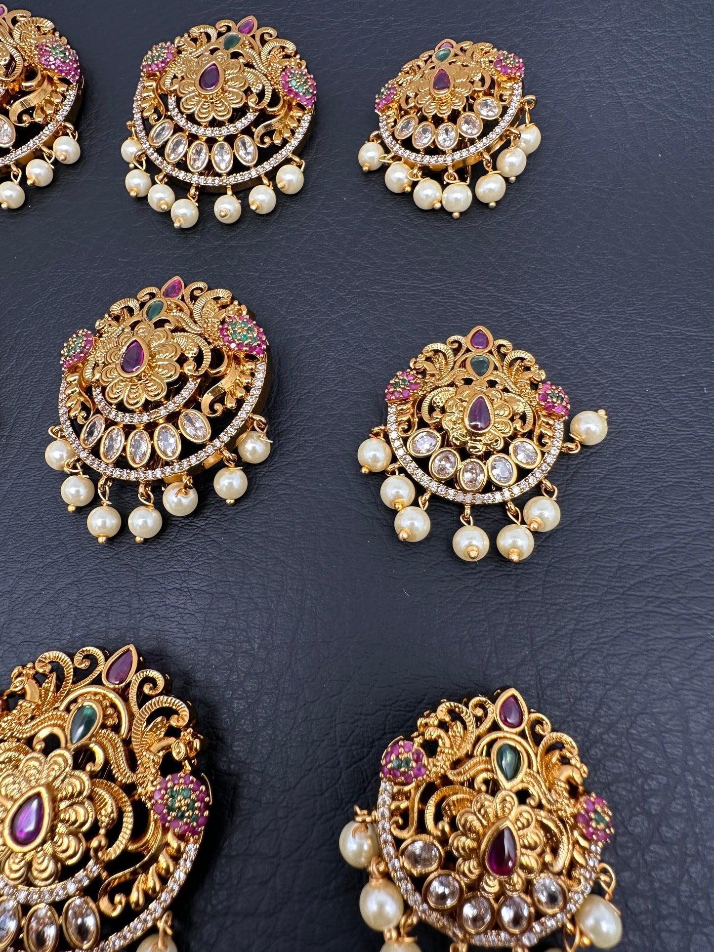Matte Finish Peacock CZ Jada Billa Hair Pin Set