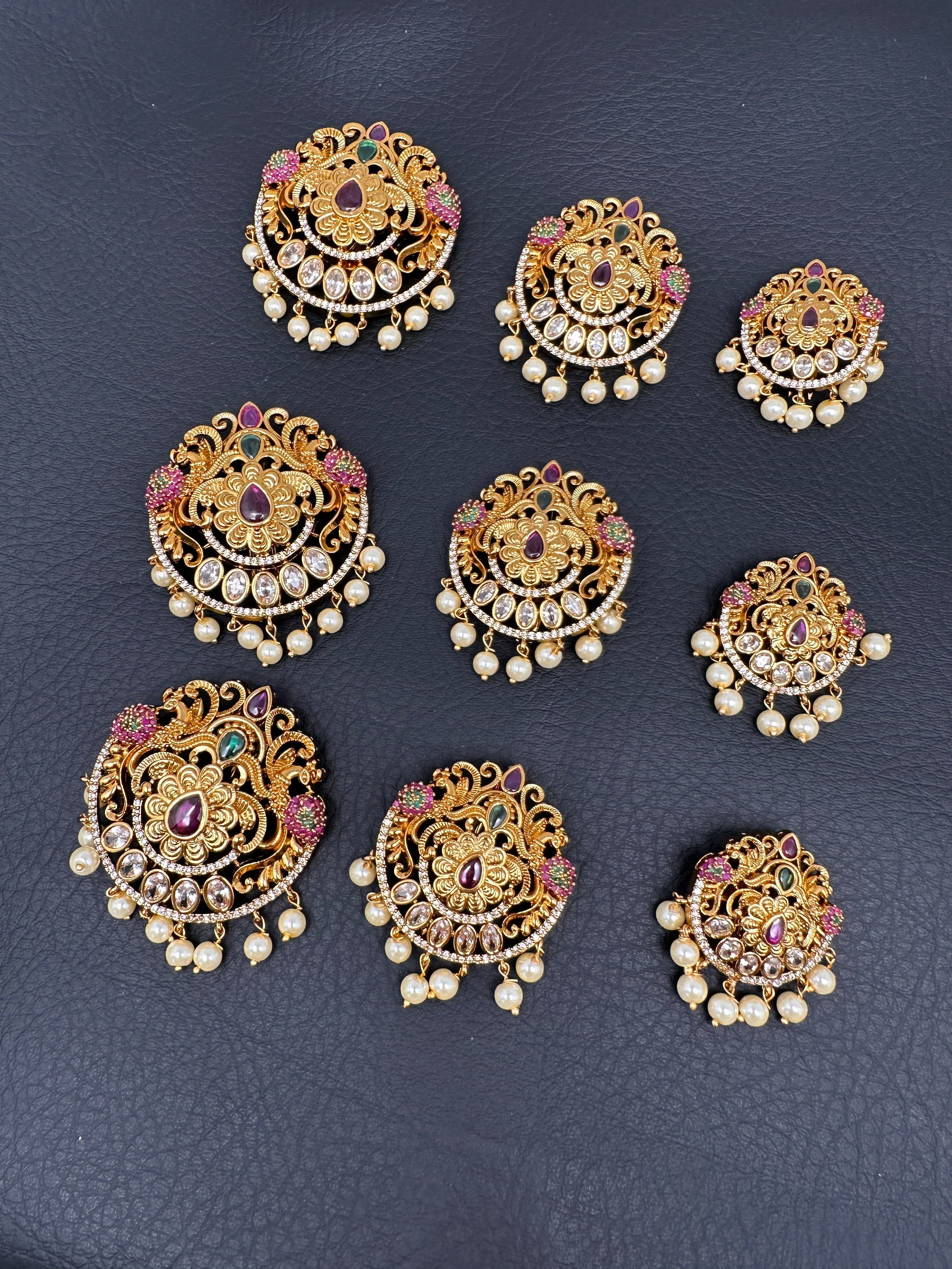 Matte Finish Peacock CZ Jada Billa Hair Pin Set