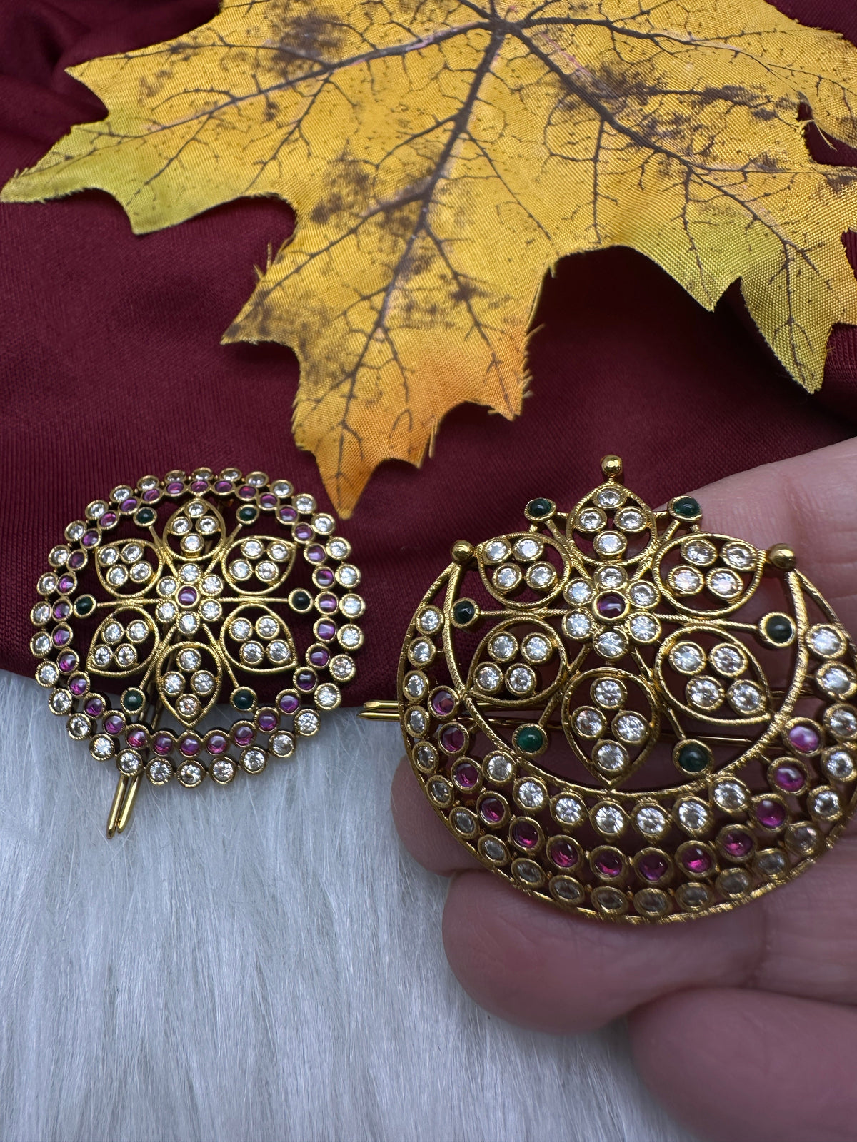 Matte Finish CZ Sun Moon Surya Chandra Hair Pin. – Sheetal's FabFashion