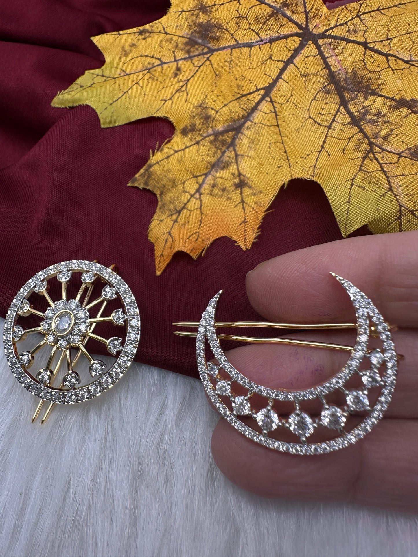 AD Sun Moon Surya Chandra Hair Pin.