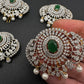 Diamond Finish CZ Emerald Green Stone Jada Billa Hair Pin Set