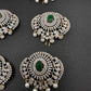 Diamond Finish CZ Emerald Green Stone Jada Billa Hair Pin Set