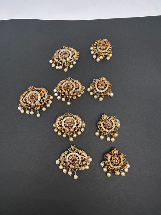 Matte Finish Peacock CZ Jada Billa Hair Pin Set - 
