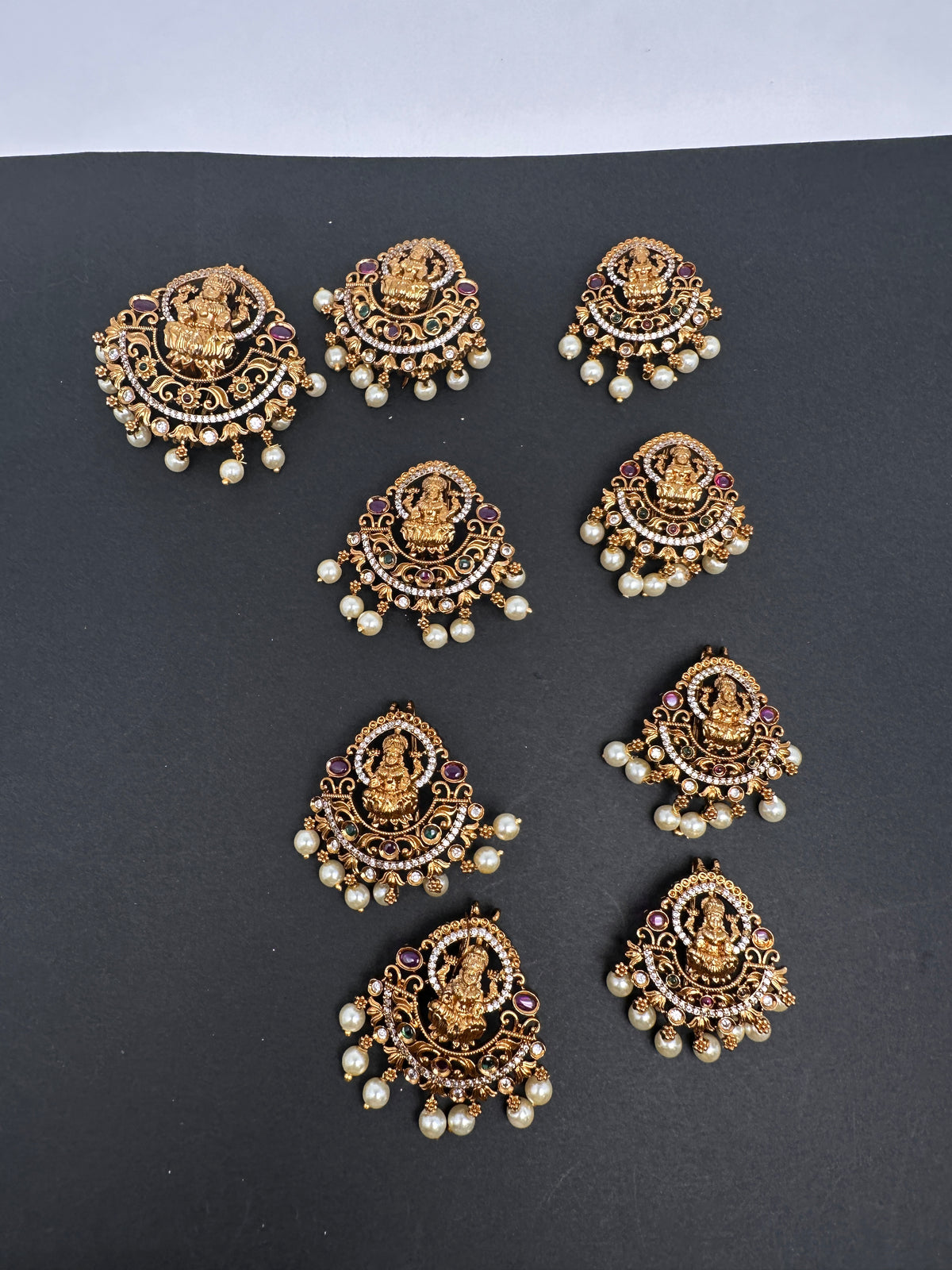 Matte Finish Goddess lakshmi CZ Jada Billa Hair Pin Set - 