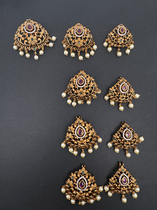 Matte Finish CZ Jada Billa Hair Pin Set - 