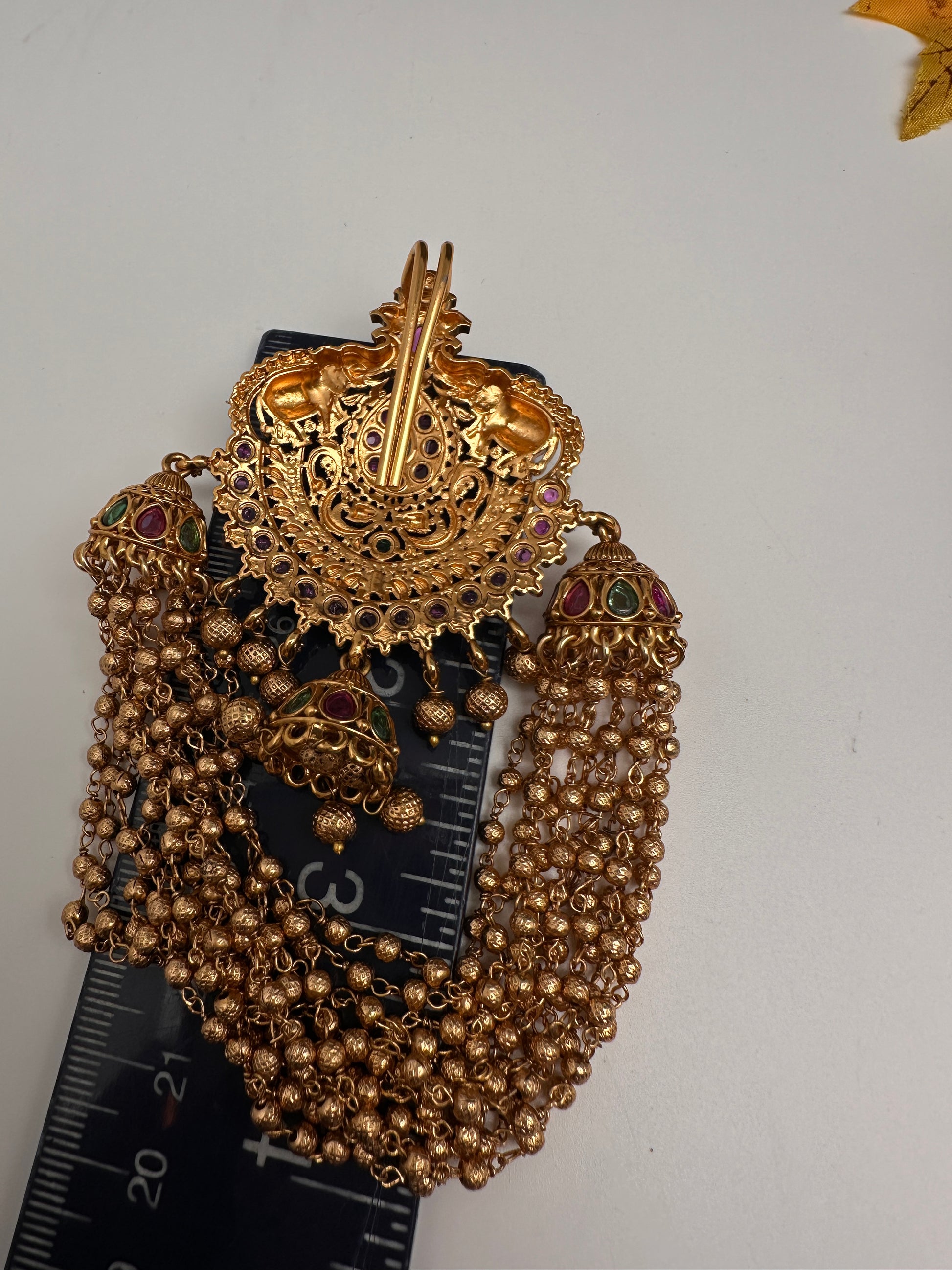 Matte Finish Kemp Gold Beads Juda Hair Pin. - 