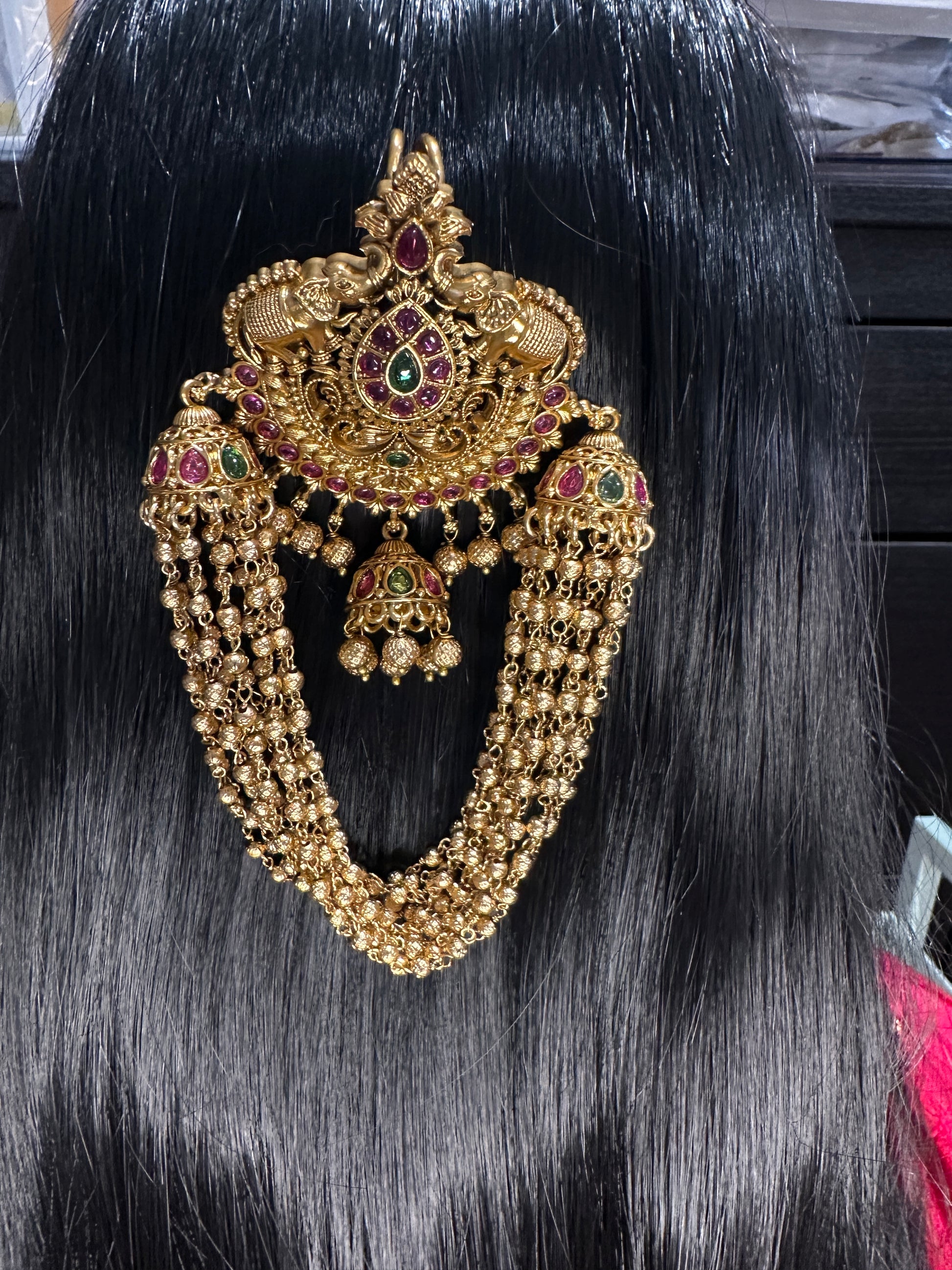 Matte Finish Kemp Gold Beads Juda Hair Pin. - 
