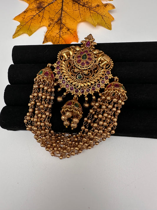Matte Finish Kemp Gold Beads Juda Hair Pin. - 