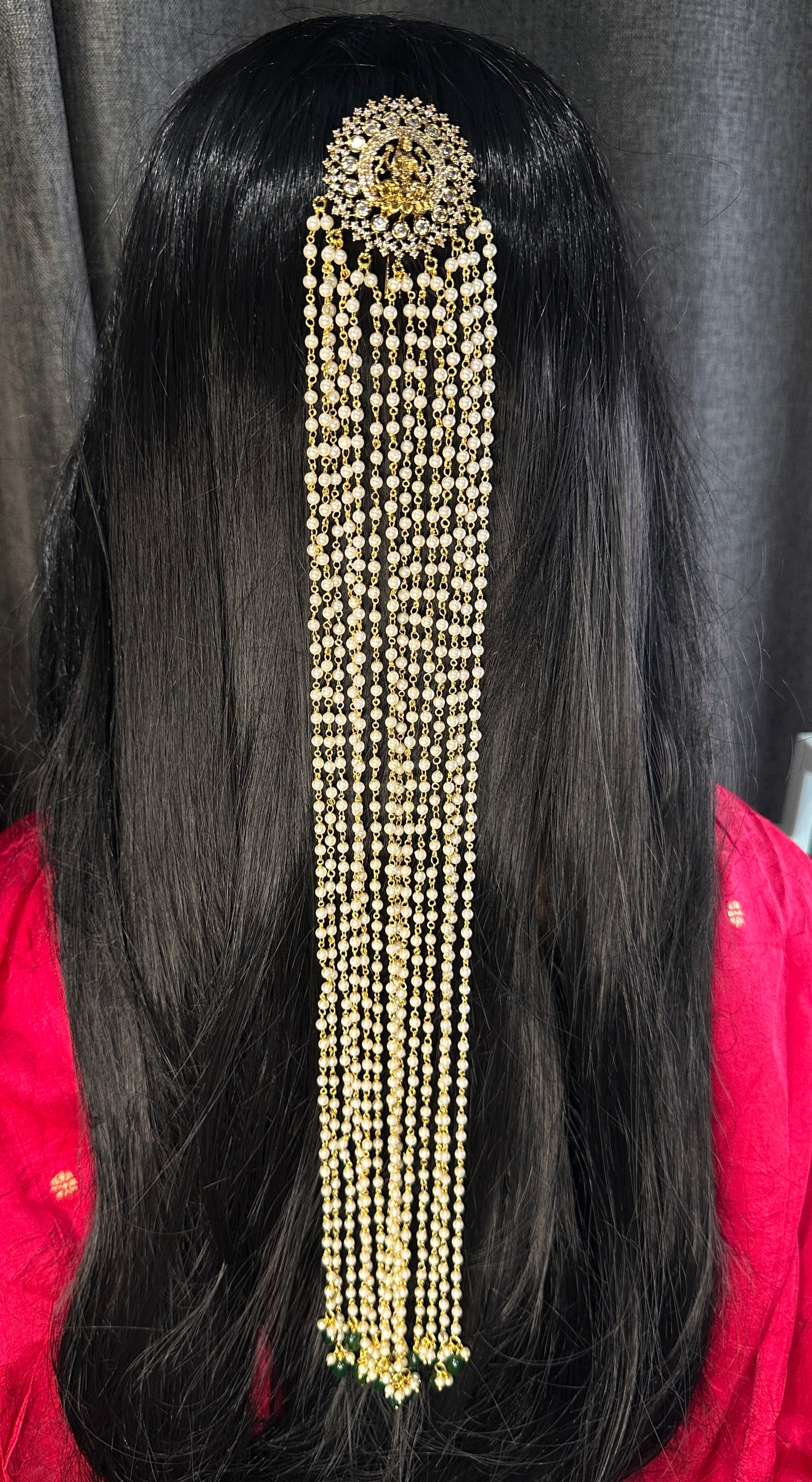 Matte Finish Kemp Goddess Lakhsmi Pearls Jada Hair Pin Choti. - 