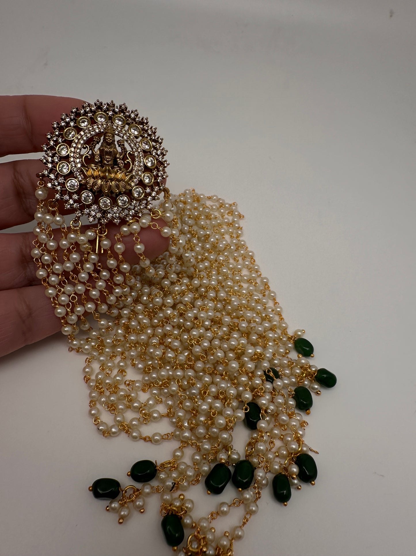 Matte Finish Kemp Goddess Lakhsmi Pearls Jada Hair Pin Choti. - 