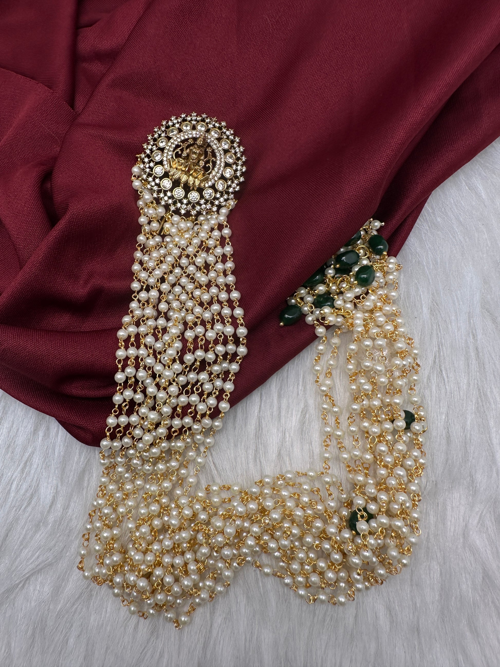Matte Finish Kemp Goddess Lakhsmi Pearls Jada Hair Pin Choti. - 
